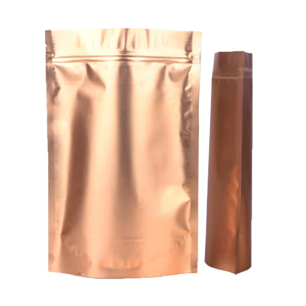 100Pcs Gold Stand Up Aluminum Foil Zip Lock Self Seal Food Storage Packaging Bags Mylar Foil Corn Doypack Party Bag