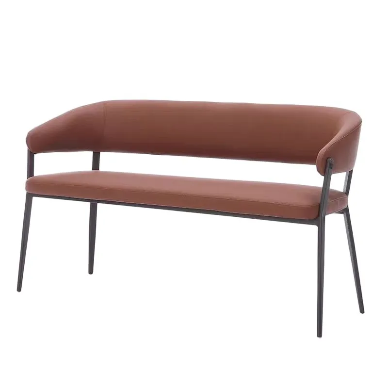 # Sillas de Comedor Modernas para el Hogar, Respaldo de Cuero Completamente Cubierto, Panel de MDF Suave, Construcción Metálica, Muebles Elegantes