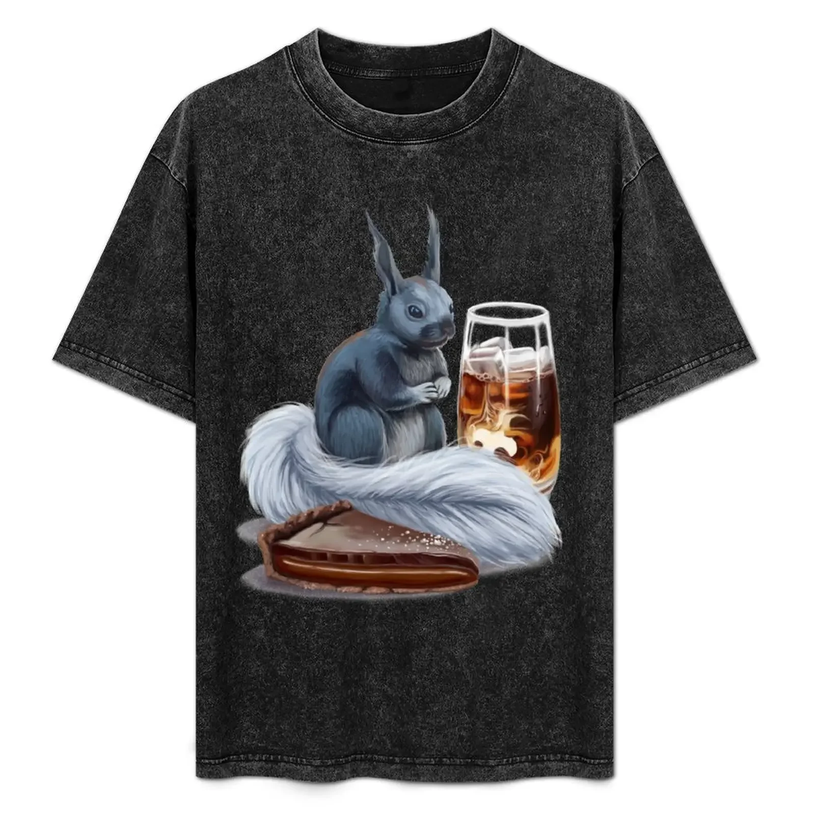 Camiseta de café helado, tarta de chocolate y caramelo salado y ardilla kaibab, camisetas gráficas con cerradura azul, camisa de entrenamiento para hombre