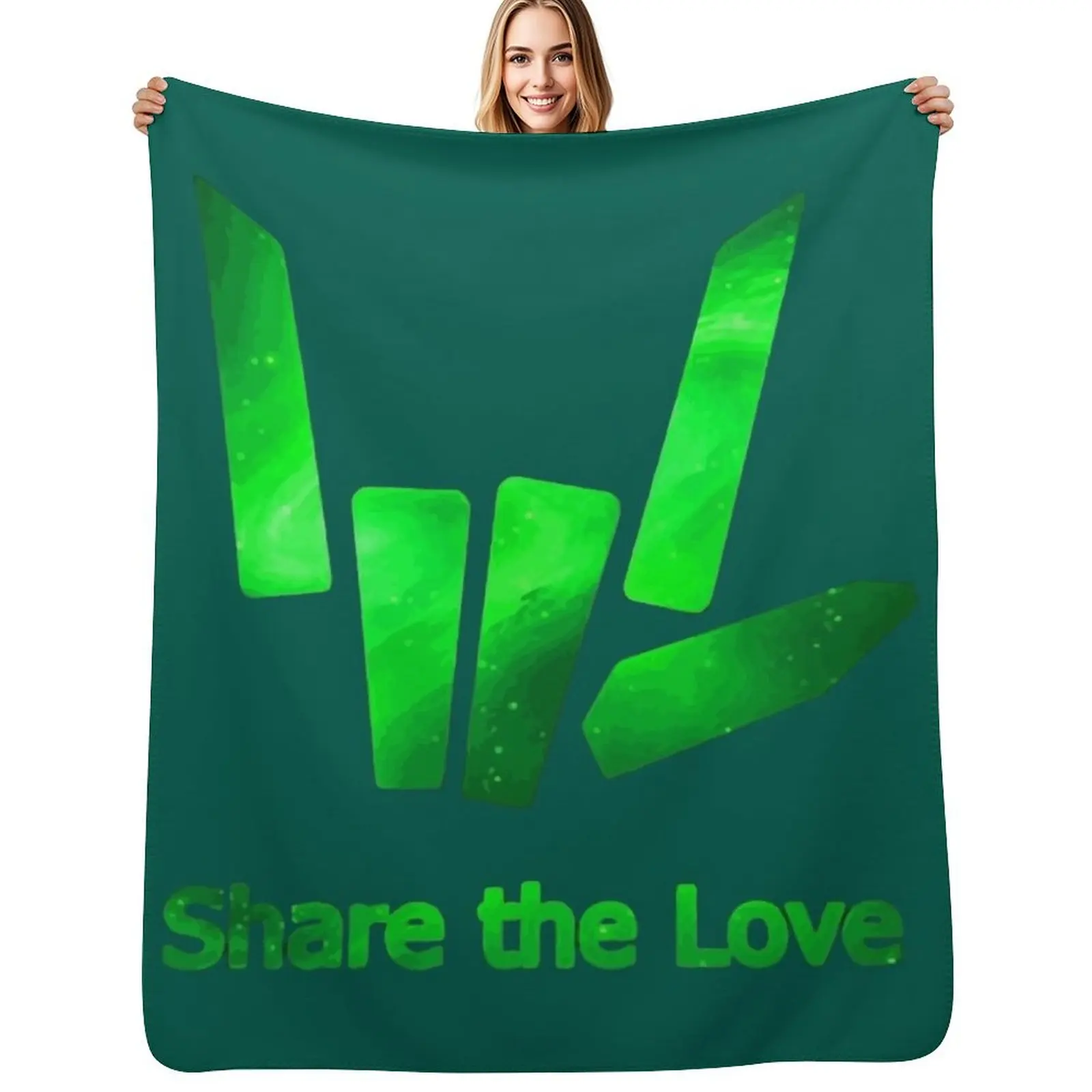 

High quality Kids Share The Love Green Galaxy Logo Throw Blanket Plush Fuzzy Cozy Blanket for Couch Sofa