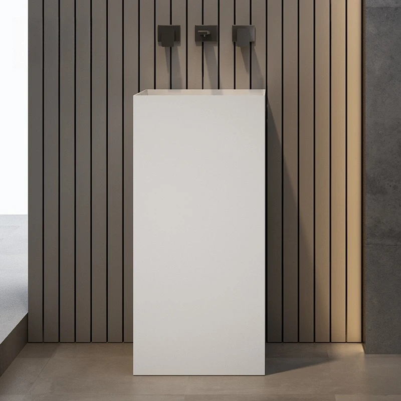 Square artificial stone wash basin Floor-to-ceiling small apartment light luxury pillar basin Washbasin