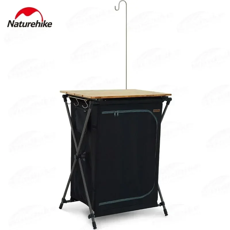 Naturehike Camping BBQ Cook Cabinet 5-Layer Large Space Outdoor Folding Tableware Storage Shelf Kitchen Table With Lamp Pole