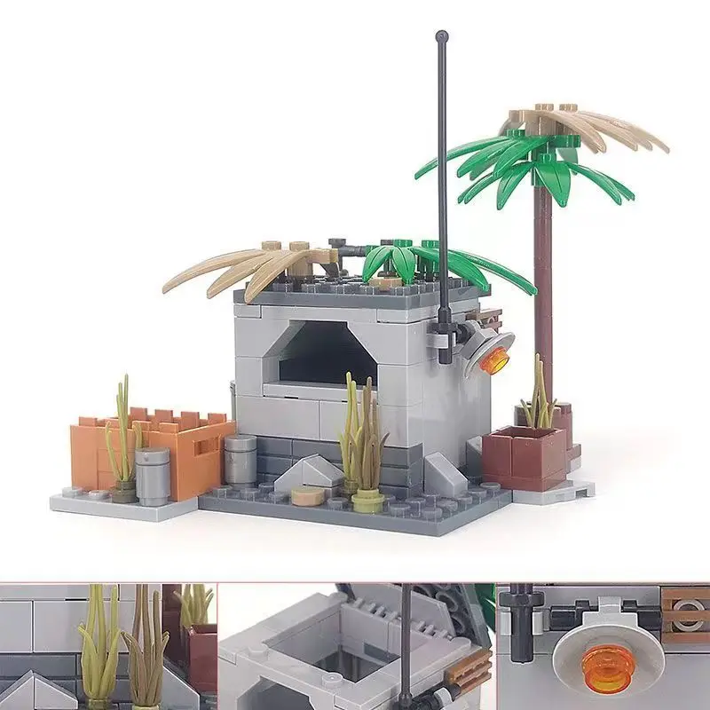 WW2 Esercito tedesco Fortezza Bunker Difesa da parete Base militare Blocchi di costruzione Compatibilità mini Figura Torre Scena Mattoni Giocattolo