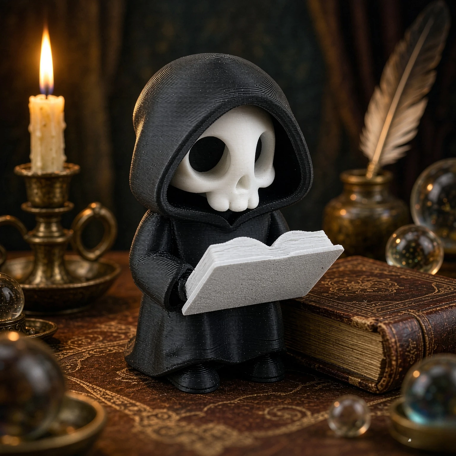 4pcs 2.56in Grim Reaper Skeleton Figurine Gothic Dark Fantasy Desktop Decor Collectible Figure Halloween Ornament