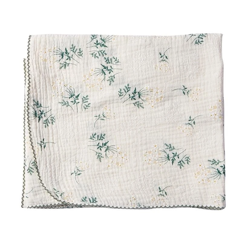 76HF Cotton Swaddles Blanket Floral Print Bath Towel for Newborns Infants Breathable