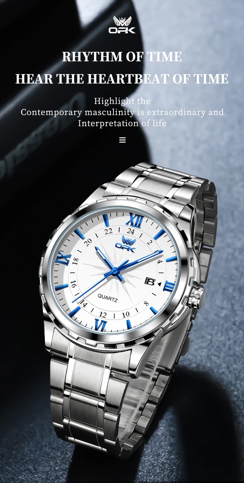 OPK 6003 Original Herrenuhren 3Bar Wasserdicht Leuchtende Herrenuhr Elegante Modische Geschäfts-Armbanduhren für Männer – Detail 4