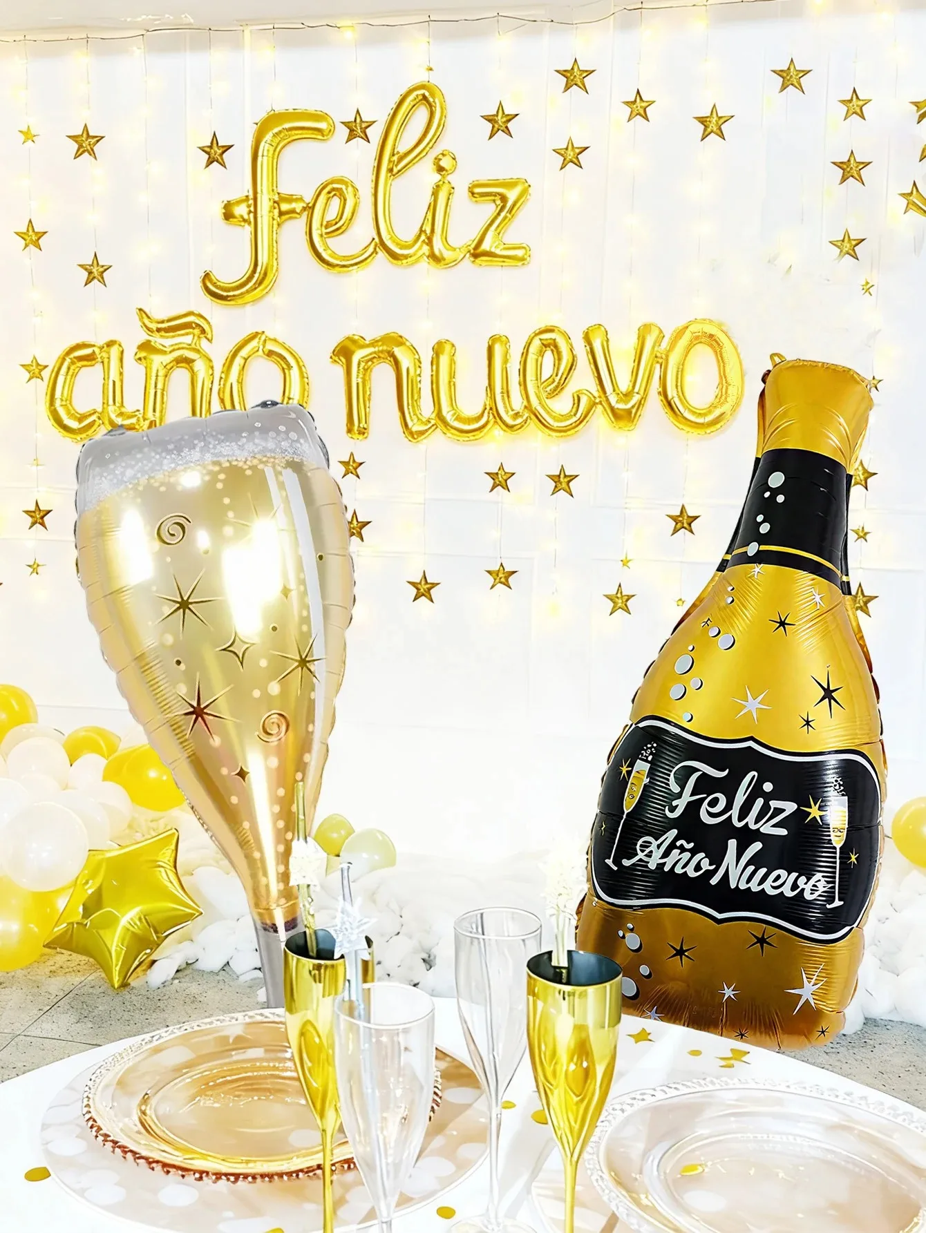 2 قطعة بالونات زجاجات النبيذ الاسبانية للعام الجديد ، عيد الميلاد ، حفلة رأس السنة 2026 ، حفلة عيد الميلاد ، هدايا تزيين الدعائم للاحتفال