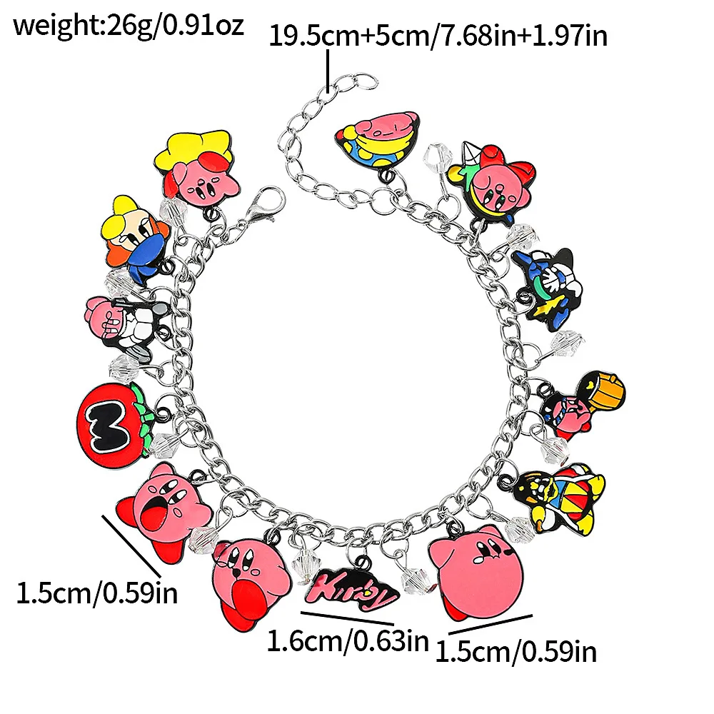 Kawaii Fashion Cartoon Kirby Enamel Pendant Bracelet Y2K Women's Jewelry Accessories Gift for Friends