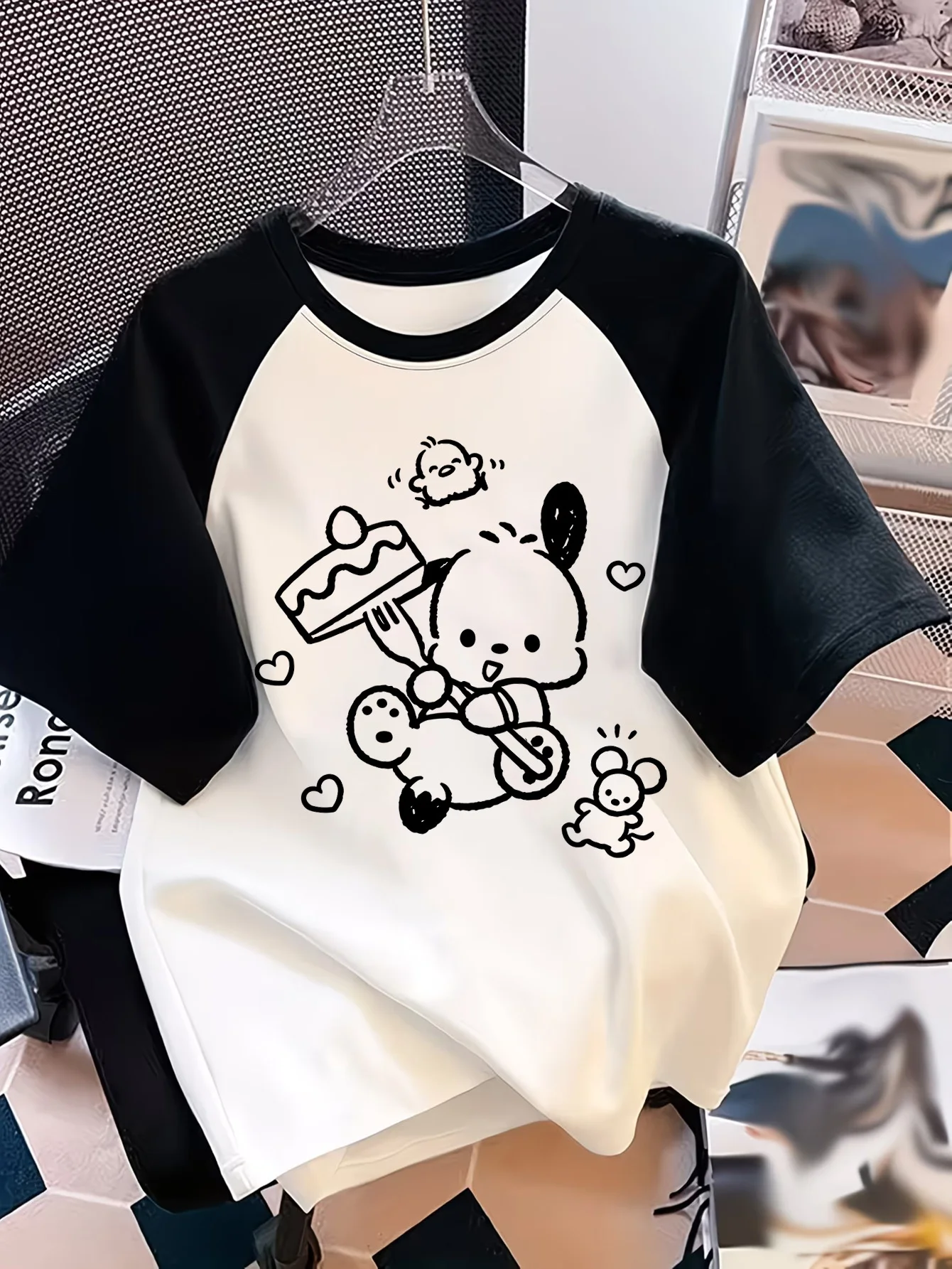 Cute Kawaii Hello Kitty Print Series Printed Character T-shirt, Cute and Fashionable Trend, The First Choice for Shopping