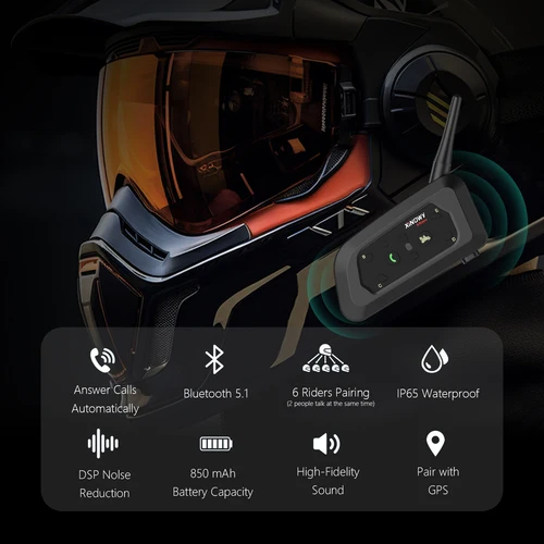 Imagen 2 del producto XiNOWy V6C PRO Full Duplex 1200M fútbol 2 árbitro gancho para la oreja intercomunicador Bluetooth auricular Monaural auriculares
