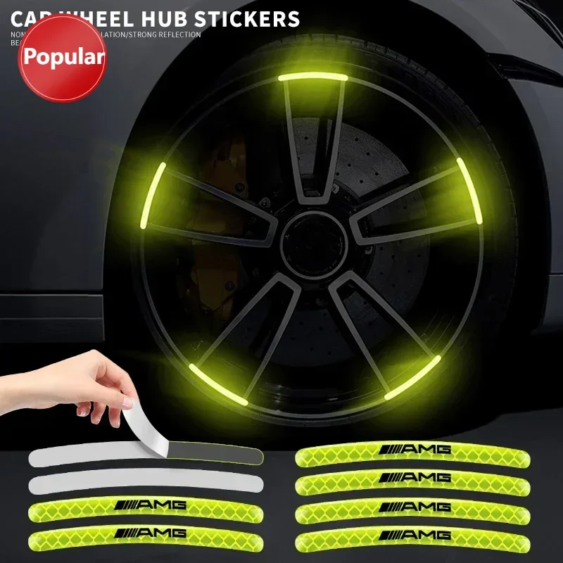 

# 5/10/15/20 шт. светящиеся наклейки на ступицу колеса автомобиля, светоотражающая полоса, лента для Mercedes Benz AMG GLC GLE GLB W205 W203 W211 W212
