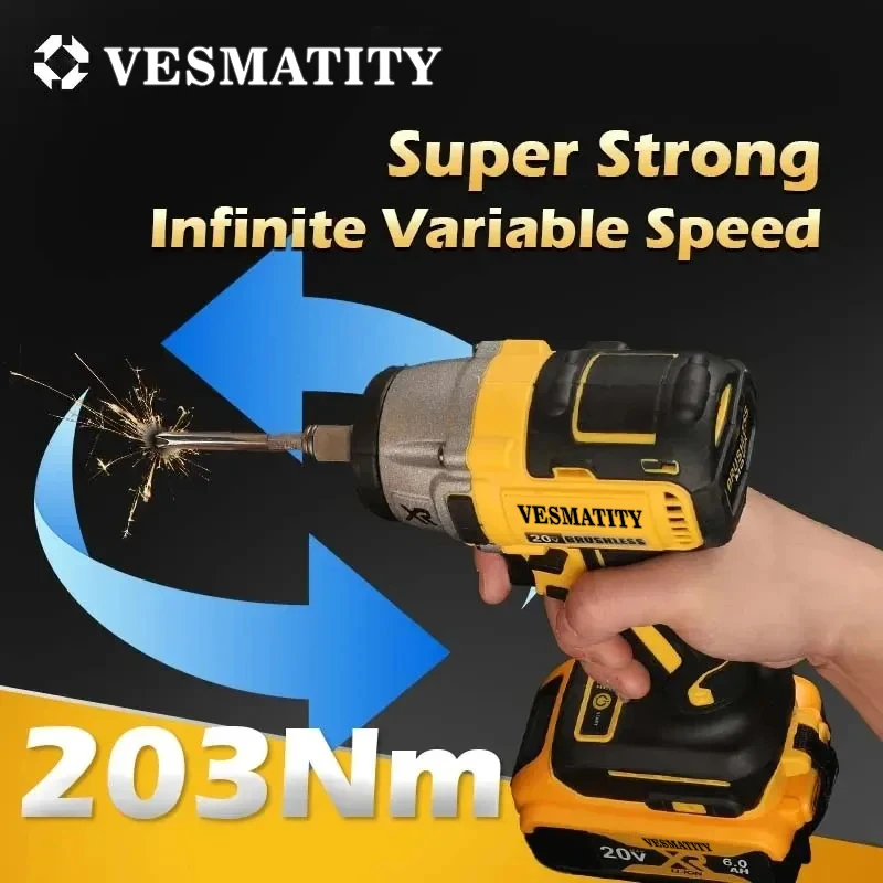 DCF880 3250RPM 3800IPM 205N.m Brushless Cordless Impact Driver Multifunctional Electric Drill for DeWALT Battery