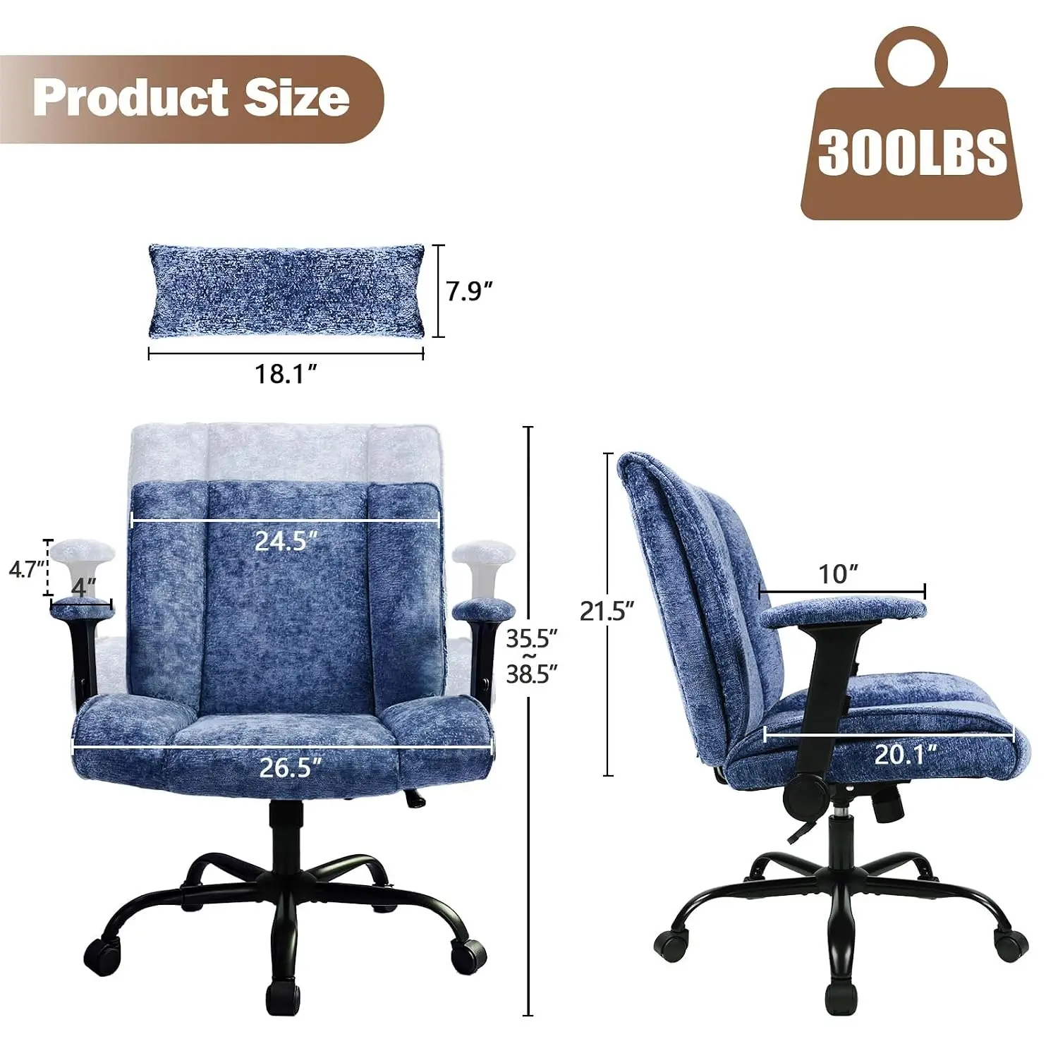 Criss Cross Chair with Wheels & Flip Arms, Wide Cross Legged Office Chair with Adjustable Tilt Criss-Cross Desk, Customized