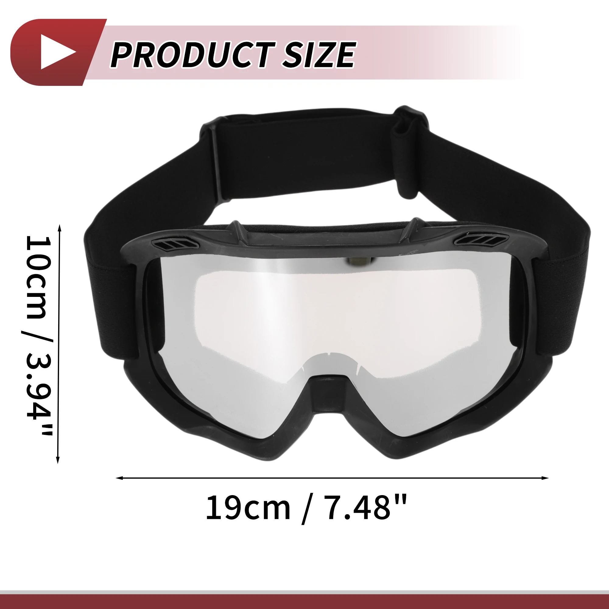 

X Autohaux 1Set Motorcycle Riding Goggles PC TPU Cycling Goggles Silver Tone Lens Black Frame