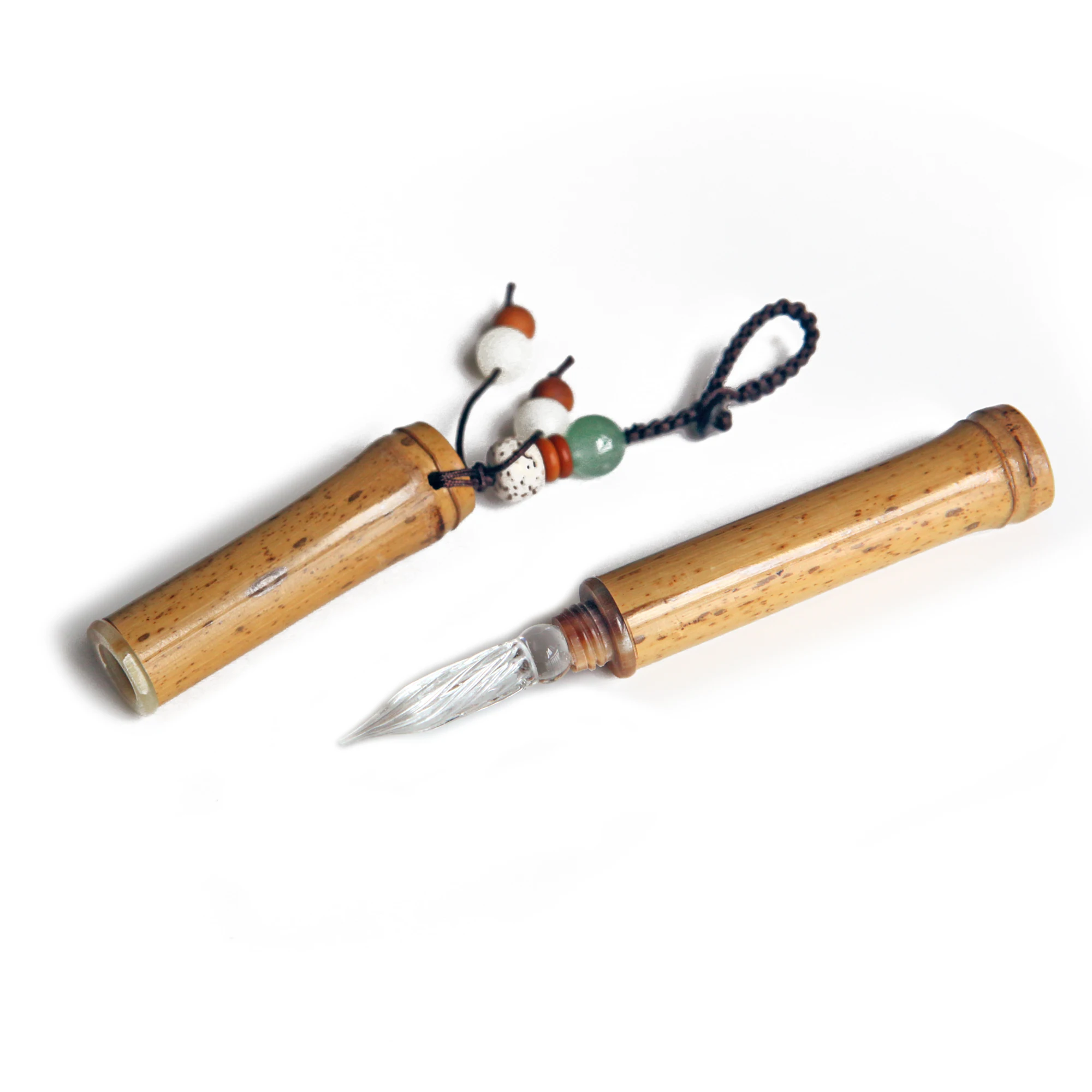 Handmade Mini Spotted Bamboo Glass Dip Pen Portable Writing Pen
