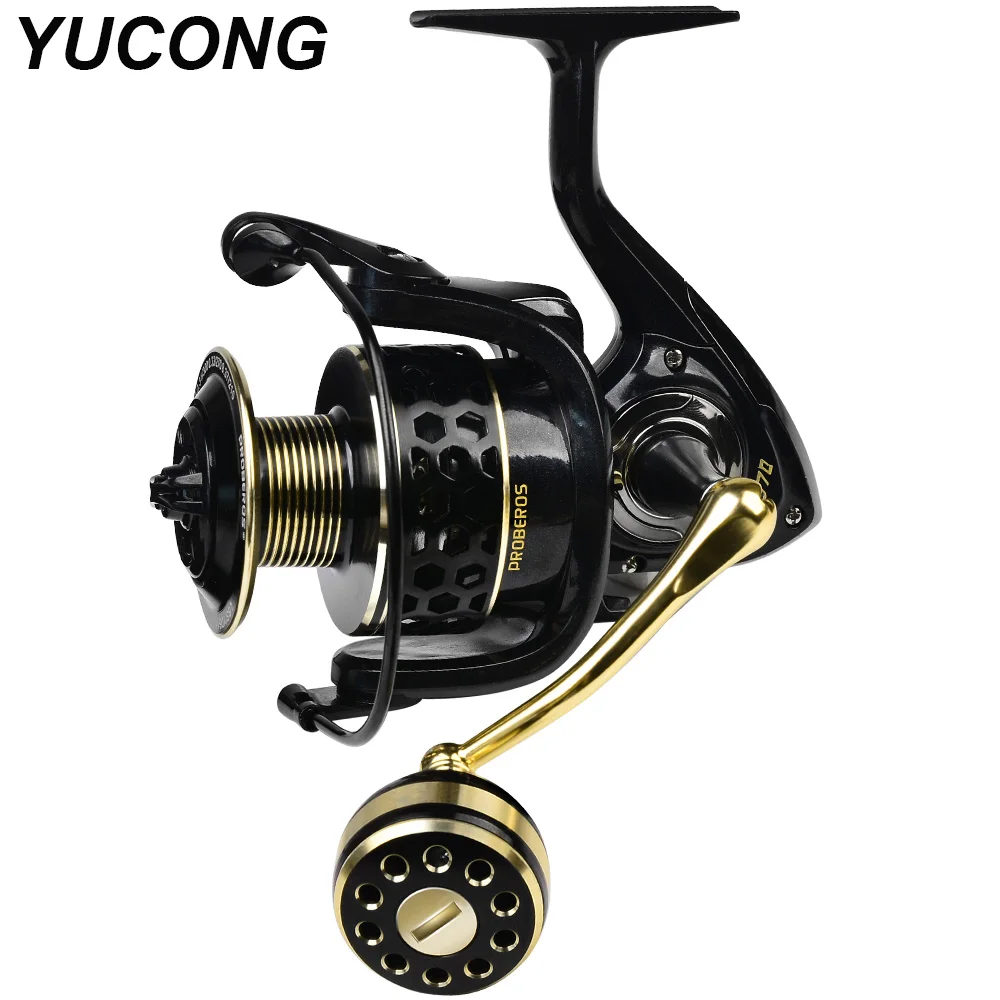 

YUCONG Spinning Reel 5.1:1/5.2:1 Gear Ratio Fishing Reel 11-21kg Max Drag Pesca Wheel Metal Alloy Coil Saltwater Fishing Tackle