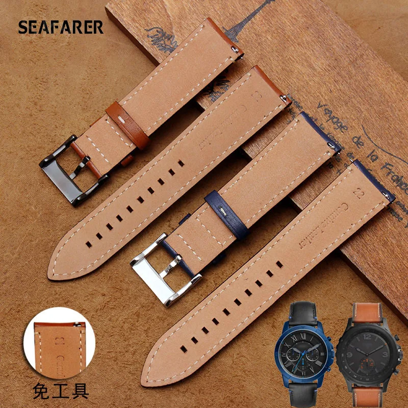 New Genuine leather strap 20mm 22mm 24mm watchband for fossil FTW1114/FS5151 watch leather bracelet with  Quick Release