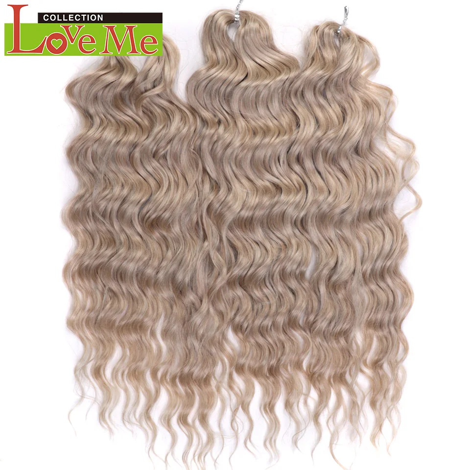 LOVE ME 24 Zoll 300g Synthetisches Haar Wasserwellen-Flechthaarverlängerungen Ombre Regenbogenfarben Tiefe Wellen Twist Häkelhaar – Detail 14