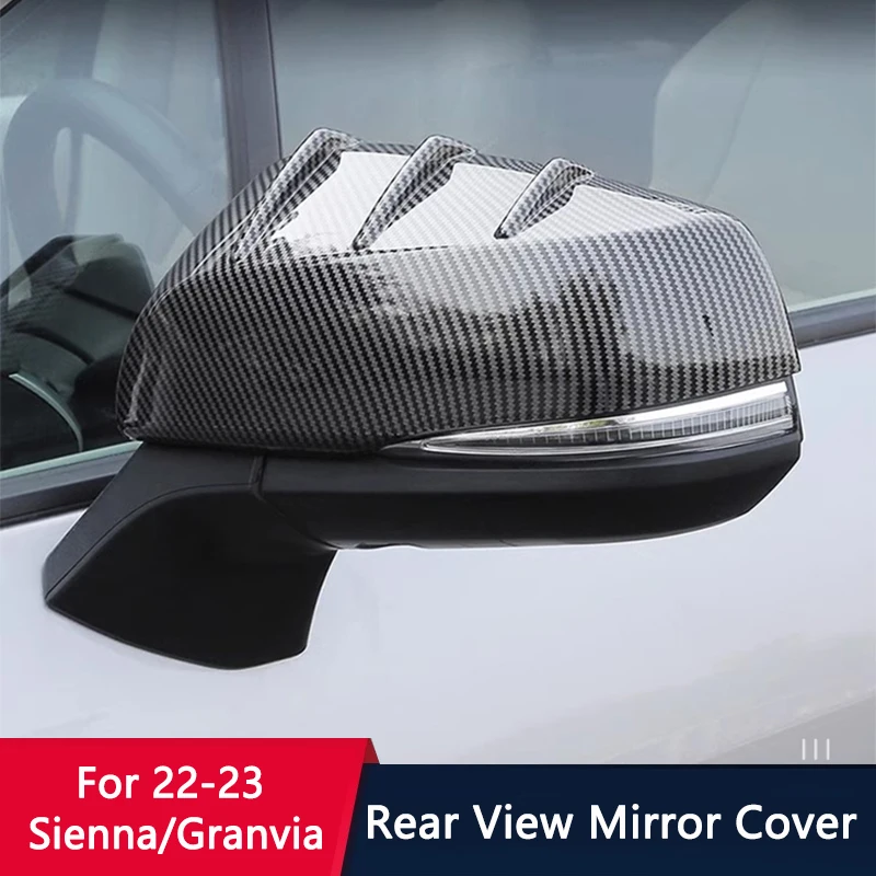 QHCP Car Reverse Mirror Decorative Strips Scratch-Resistant Rear View Mirror Housing Cover For Toyota 2022-2023 Sienna/Granvia