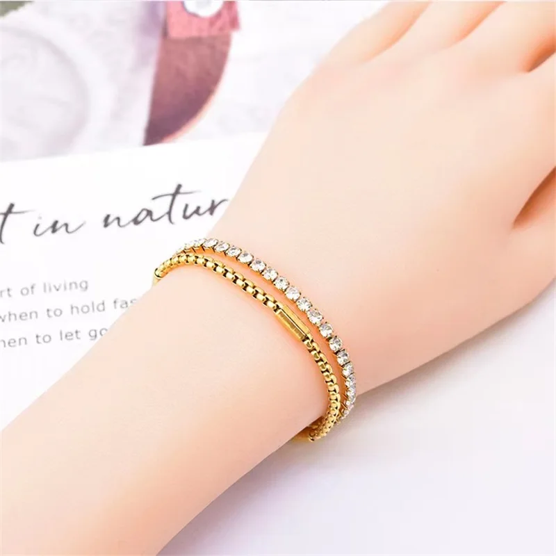 EILIECK 316L Stainless Steel Cubic Zircon Charm Bracelet For Women Trendy Gold Color Wrist Chain Waterproof Jewelry Holiday Gift