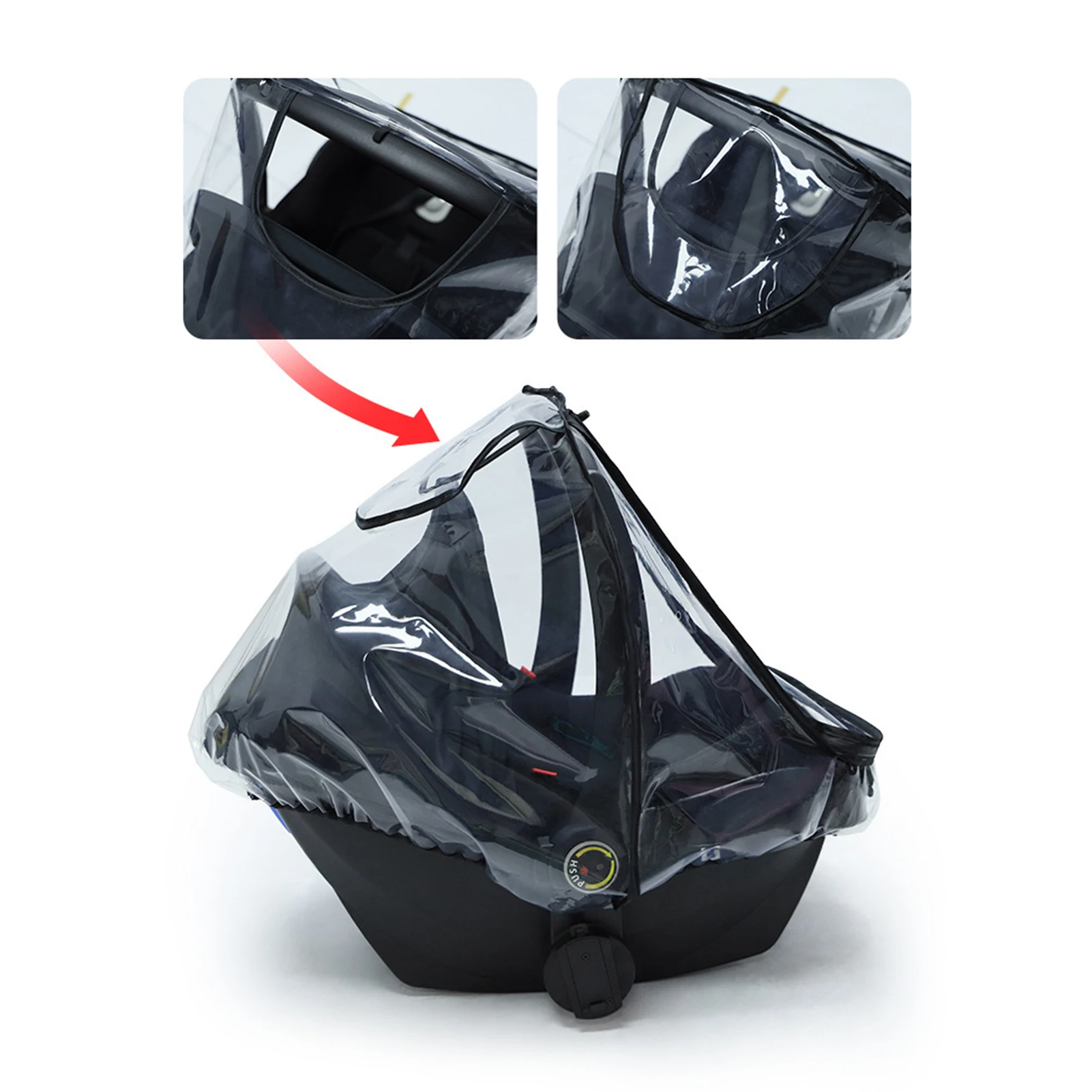 Cubierta de lluvia para asiento de coche de bebé, impermeable, a prueba de viento, transpirable, transparente, para cochecito de grado alimenticio, EVA