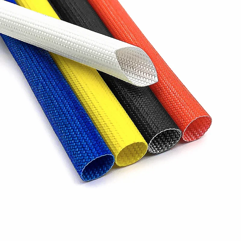 Silicone Fiberglass Braided Sleeve 200℃ Flame Retardant Insulating Pipe 1~20mm ID for Automotive Electrical Wire Cable Cover