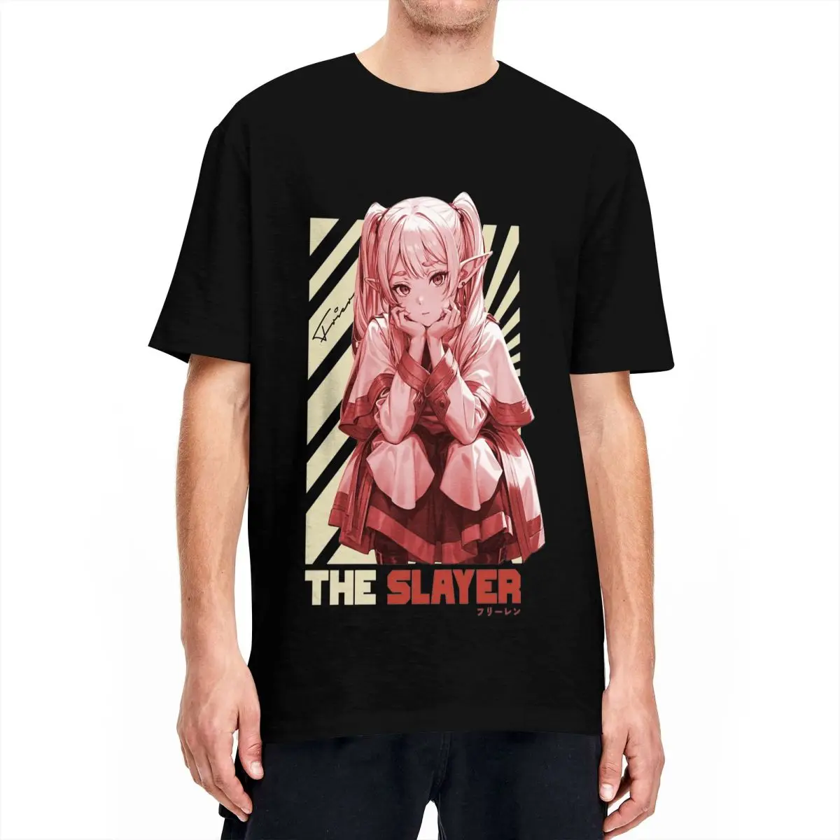 Camisetas de The Slayer Frieren para hombres y mujeres, camisetas Hipster de algodón con cuello redondo, camisetas de Manga corta, ropa de Anime,