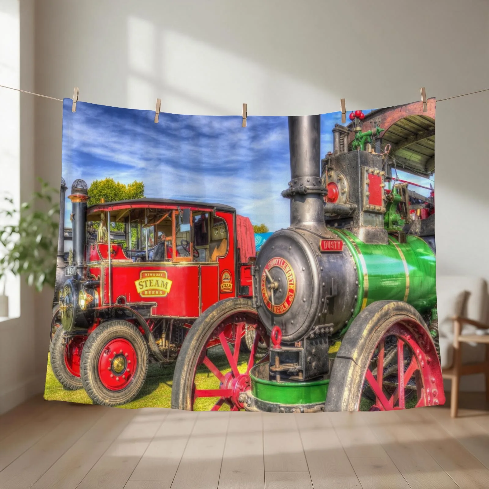 Traction Engine and Steam Lorry Throw Blanket couch cozy soft plush fuzzy picnic outdoor blanket