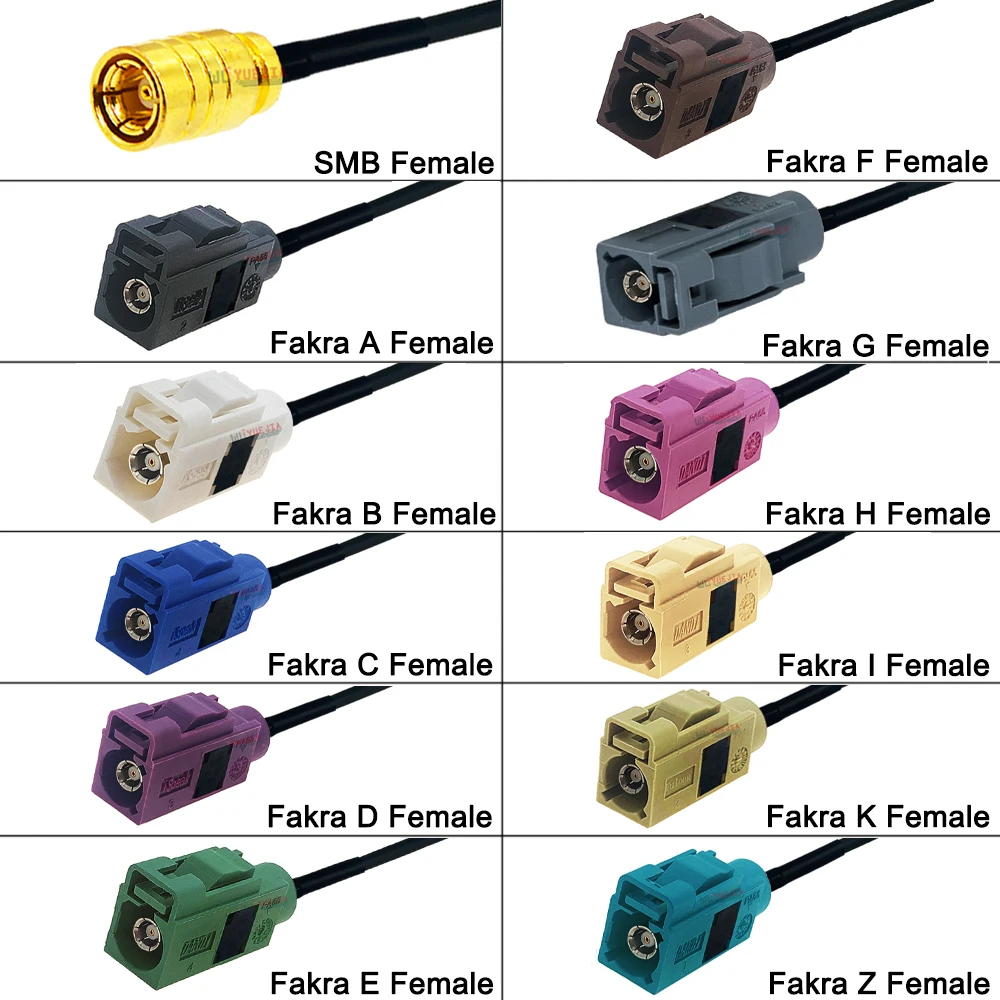 

10 CM~10 Meters Fakra A/B/C/D/E/F/G/H/I/K/Z Female Jack to SMB Female Jack Straight Connector 50 ohm RG-174 RF Coaxial Cable