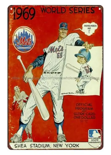 1969 baseball  sports  Program metal tin sign