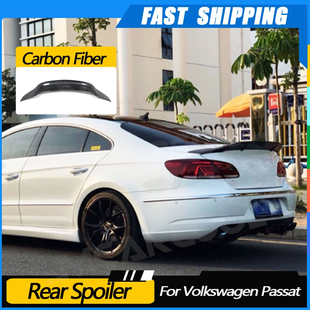 

JMCARCOOL Carbon Fiber Trunk Spoiler Lip Rear Boot Spoiler Lip Wings For Volkswagen Passat CC Sandard 2009-2016 Gloss Black