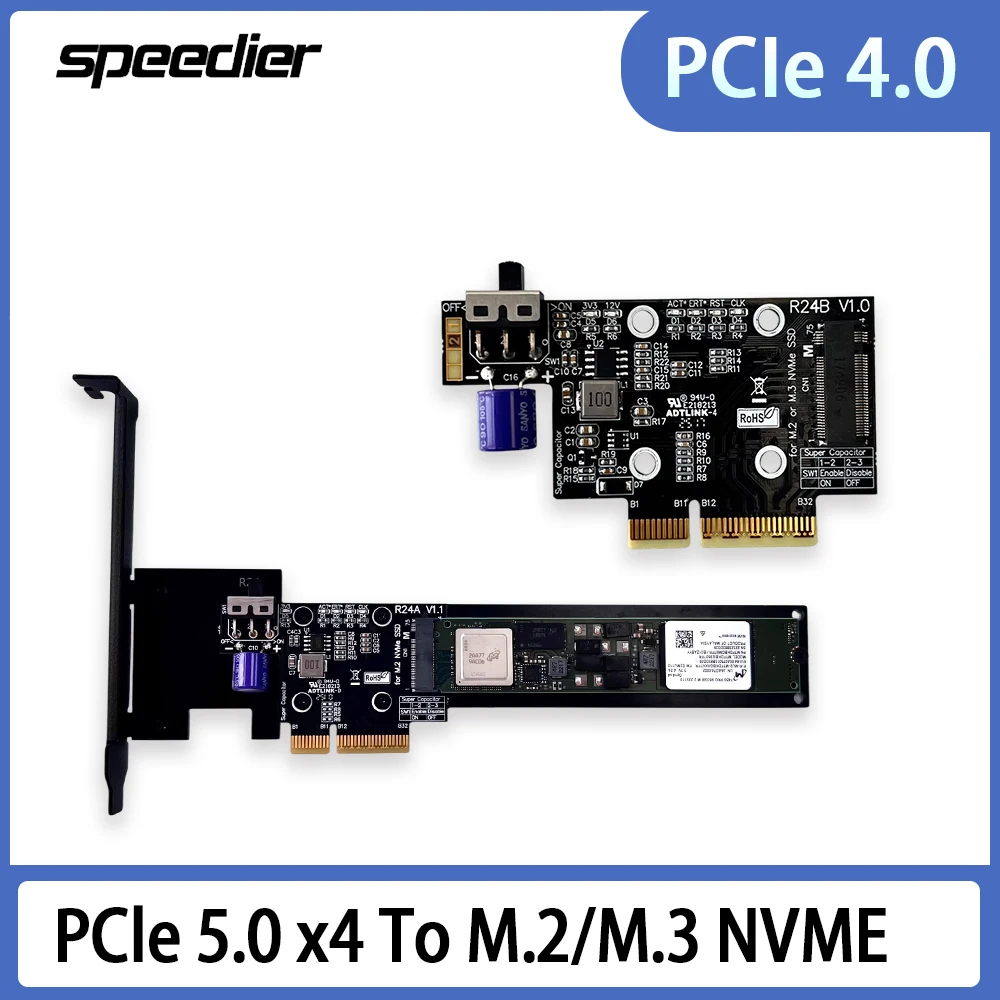 

PCIe 5.0 X4 To M.2 M.3 NVME SSD Solid State Drive Adapter Card with Bracket Gen4 Gen5 for 2230 2242 2260 2280 22110 Full-speed