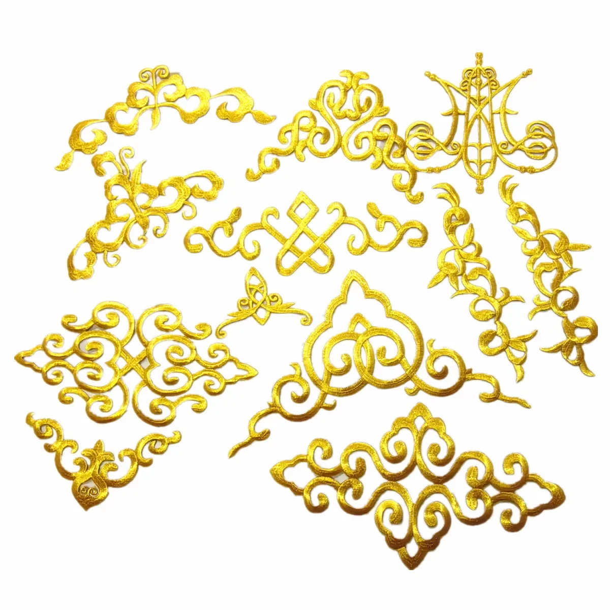 1 Piece Gold Embroidery Appliques Iron On Patches For Cosplay Diy Clothes  Trims Garments Budges Accessories
