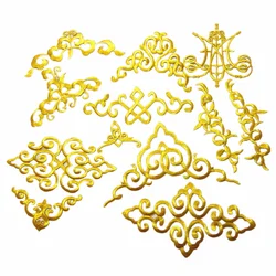 1 Piece Gold Embroidery Appliques Iron On Patches For Cosplay Diy Clothes Trims Garments Budges Accessories