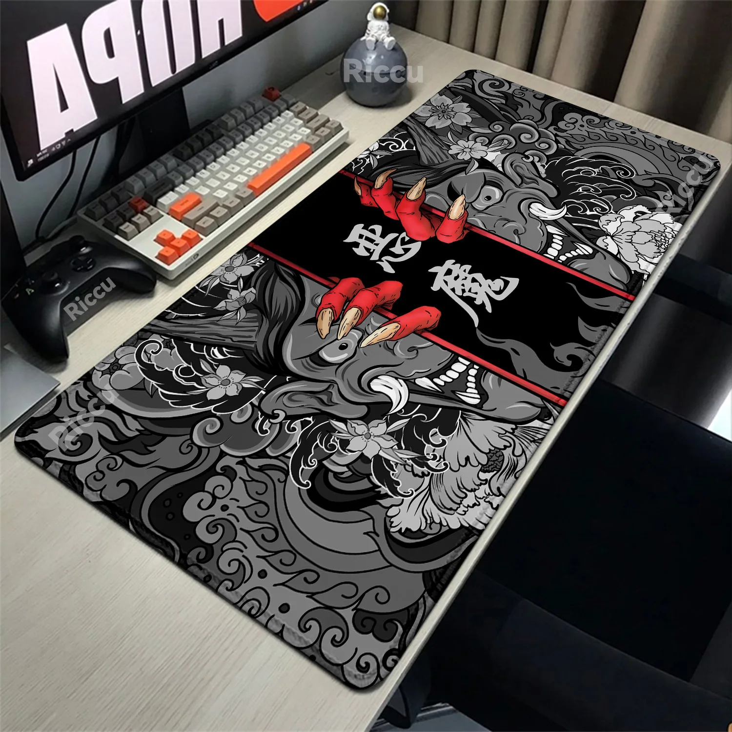 

Japanese Ghost Warrior Mousepad Large Desktop Decoration Desk Mat Gaming Accessories Students Writing Pad Rubber Desktop Mat