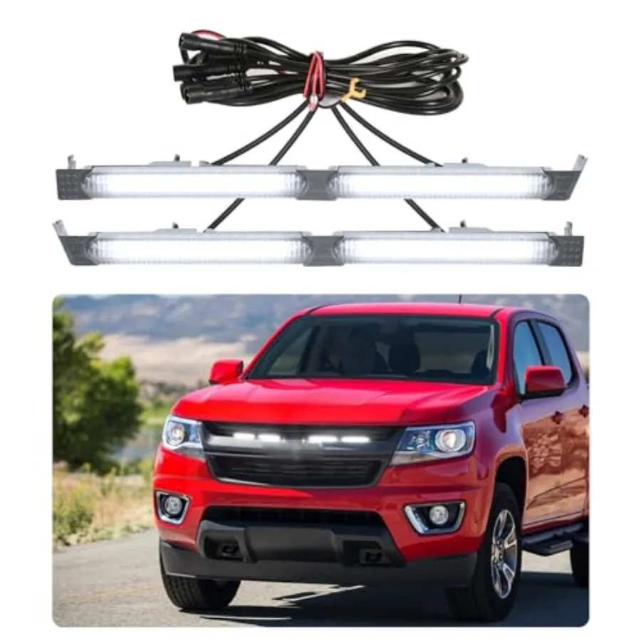 

Front Bumper Grill Lights for 2015-2020 Chevy Colorado Accessories LED Running Light Bar DRL Only Fits Z71 WT LT Factory Grille