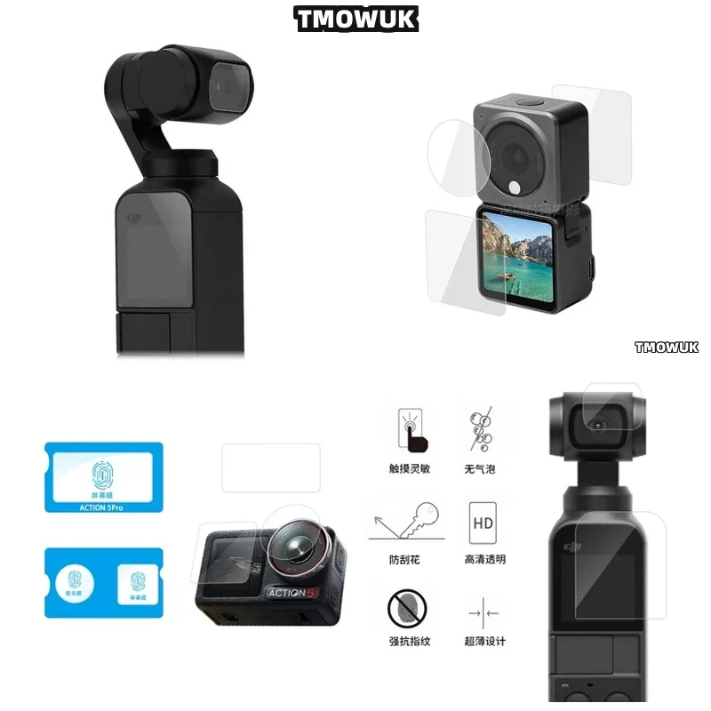 

For DJI Pocket 1 2 Osmo Pocket 3 Action 2 4 Pro - Shatter - Resistant Tempered Glass Screen Protector & Lens Guard