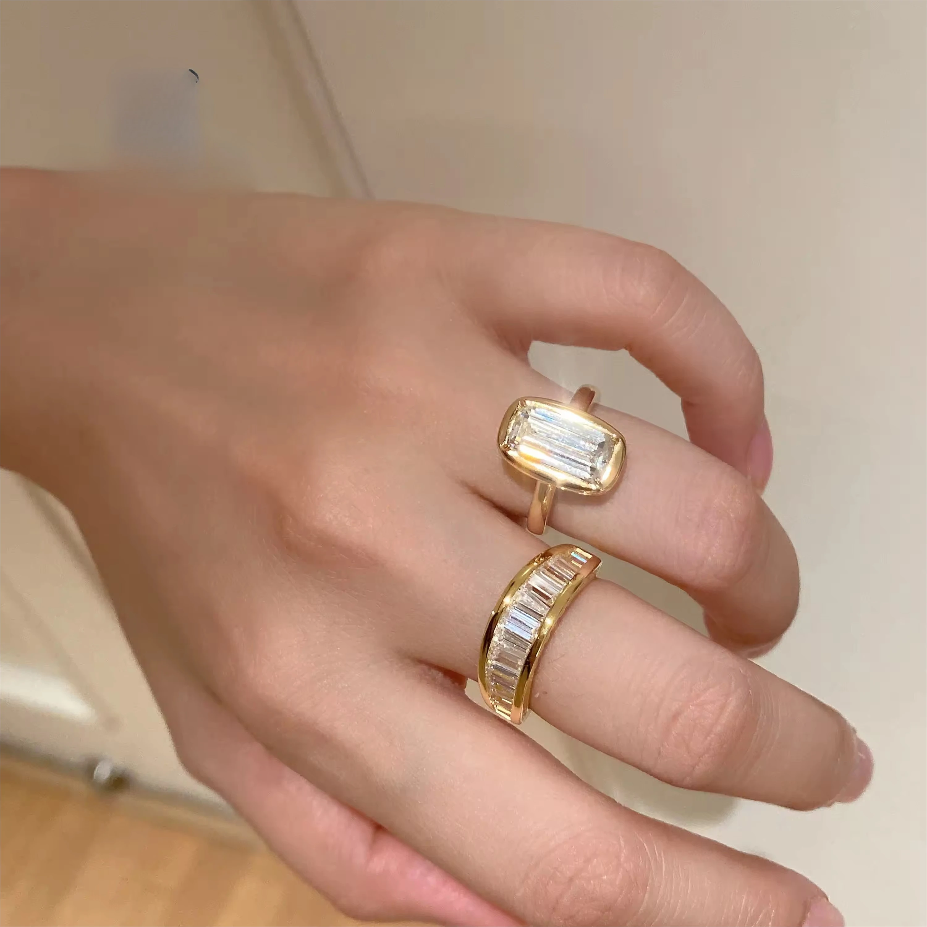 

Ins Sugar Shiny Diamond Ring 925 Sterling Silver Gold Plated Cubic Zircon Rings for Women