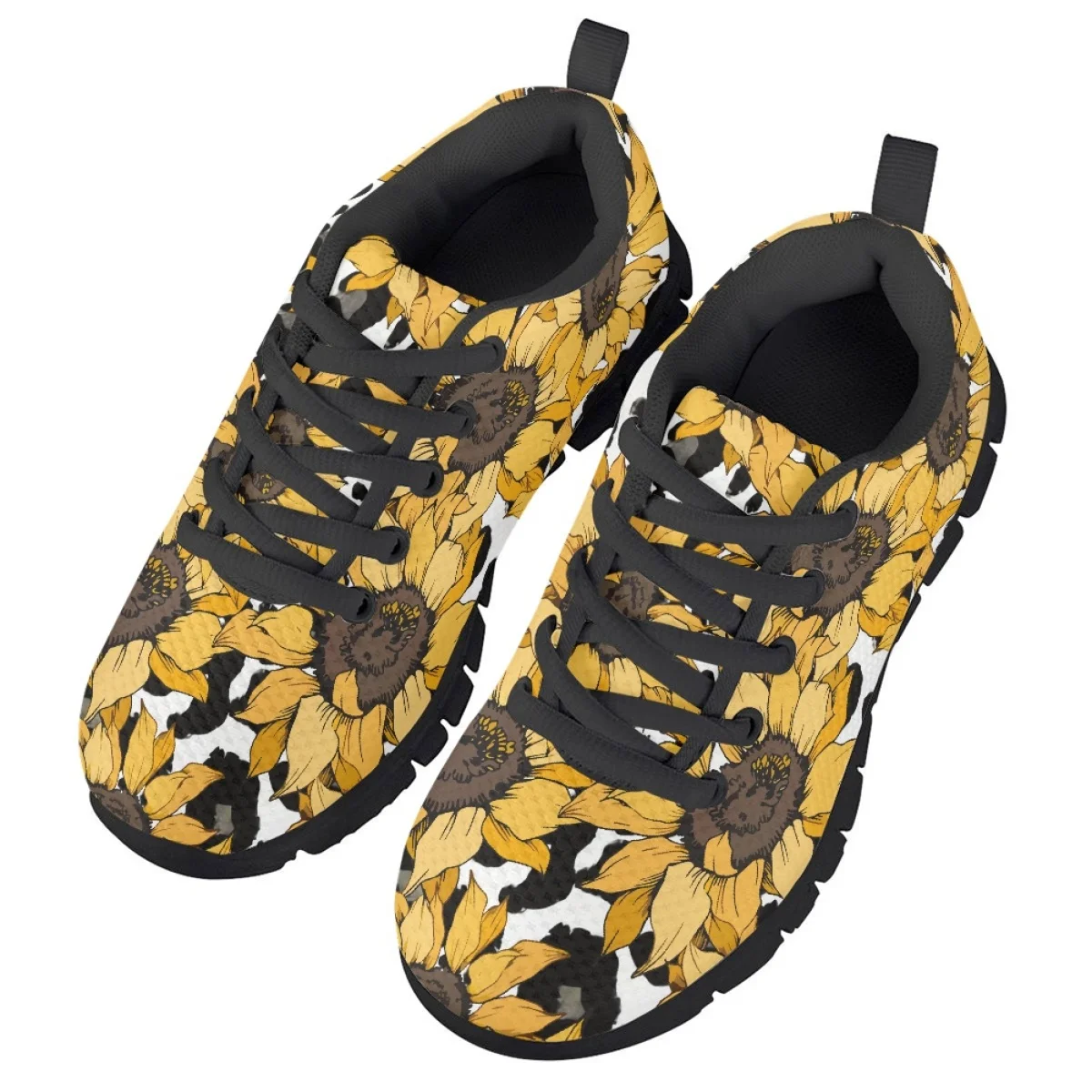 Sunflower Spot Print Children's Running Shoes Spring Autumn Outdoor Travel Casual Sneakers Mesh Shock Absorbing Footwear 2023