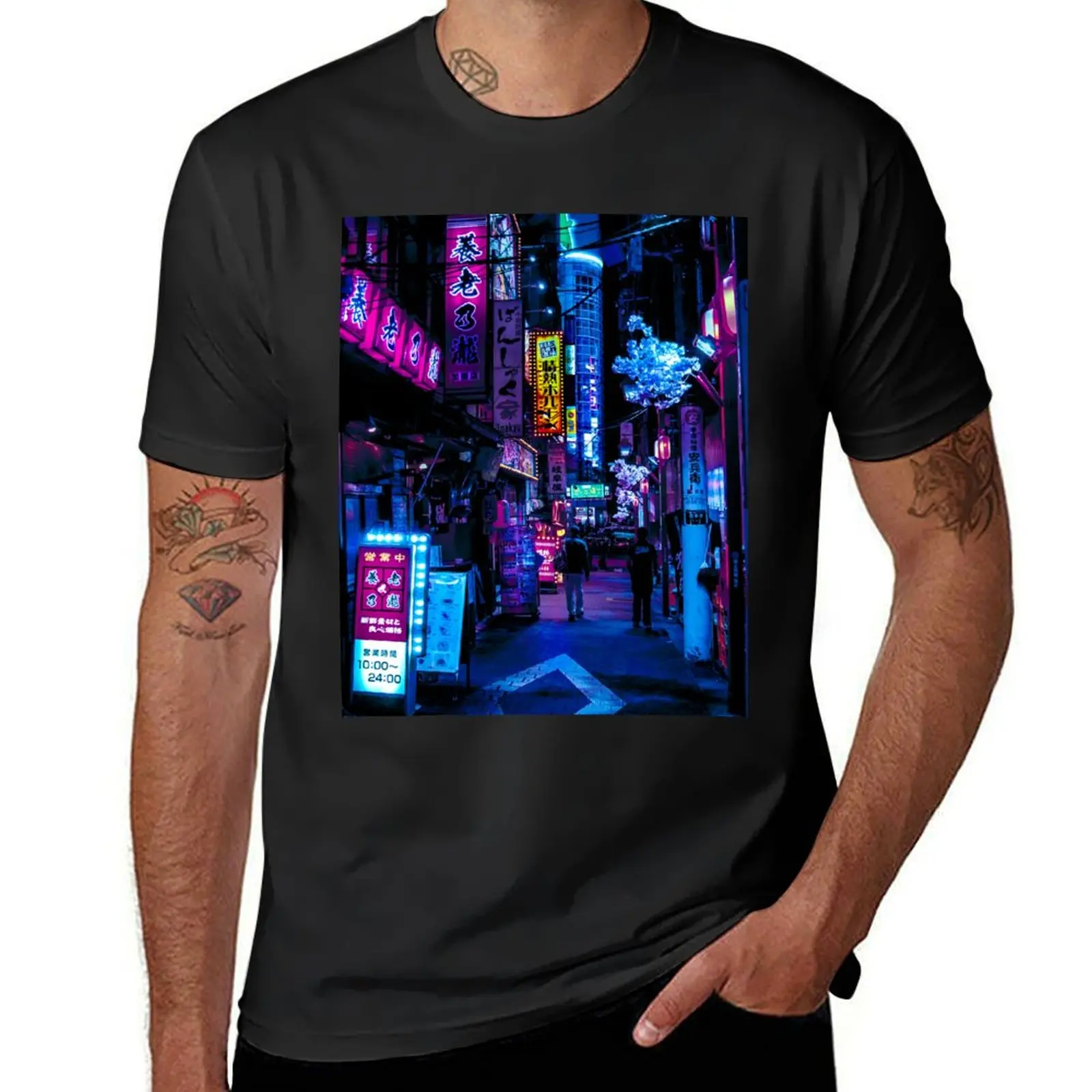 Blue Tokyo Alleys T-Shirt shirts graphic tees anime clothes summer tops blanks oversized t shirt men