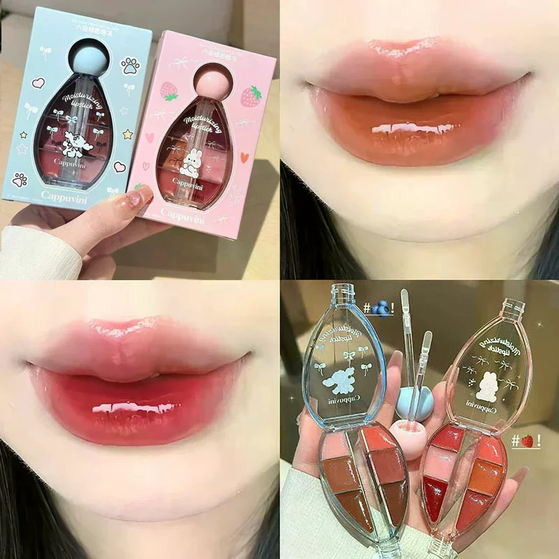Cappuvini Zes kleuren waterlicht lipgloss Hydraterend Gemakkelijk te kleuren Lipglazuur Make-up Lippenstift Blijvend make-upeffect