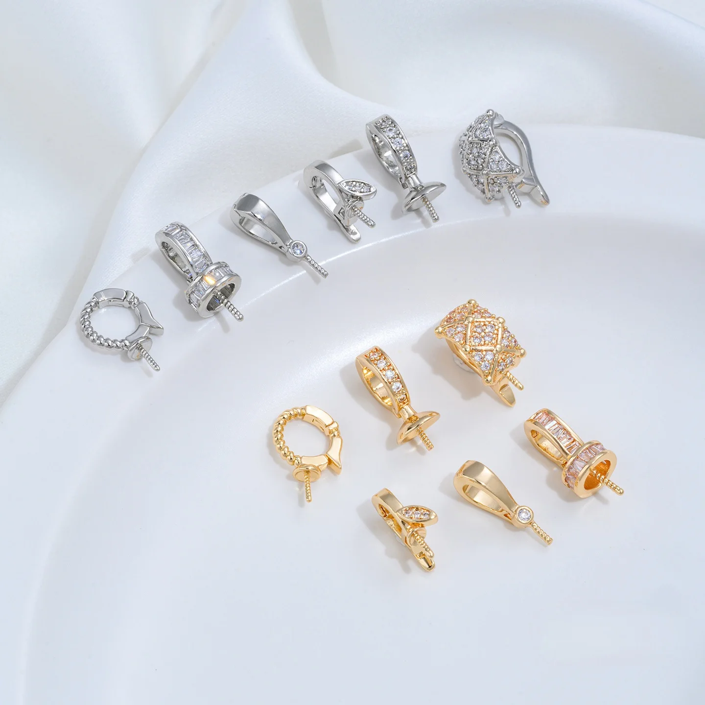 18K Gold Plated Brass Metal Pearl Pendant Mounting Bails Connectors For Jewelry Making Supplies DIY Accessories