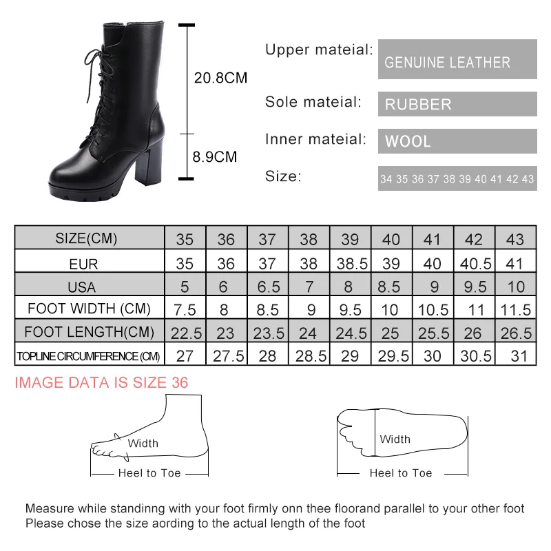 AIYUQI Women Winter Boots Genuine Leather 2024 New High Heel Mid Boots Women Natural Wool Warm Platform Women Boots