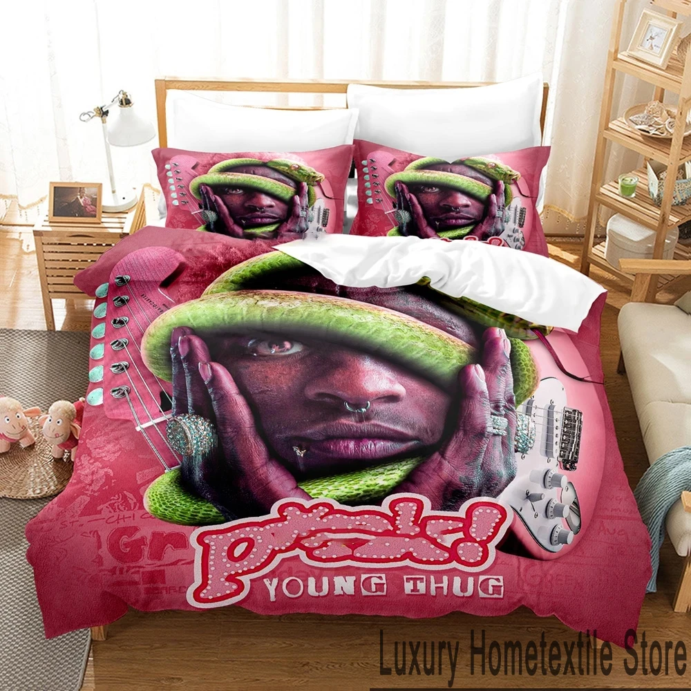 

3D Print Young Thug Rapper Bedding Set Boys Girls Twin Queen King Size Duvet Cover Pillowcase Bed boys Adult Home Textileextile