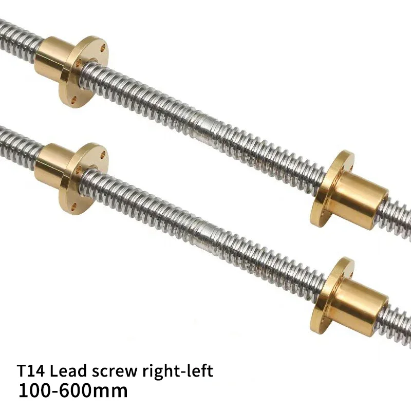 1PC 304 stainless steel T14 Lead Screw right-left length100-1000mm OD 14mm Lead 3mm with nut for 3D Printer part