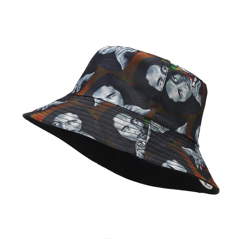 Bocca 2023 Jamaica Bucket Hat Bob Marley Print Panama Fisherman Hats For Men Women Double Side Reversible Cap Beach Travel New