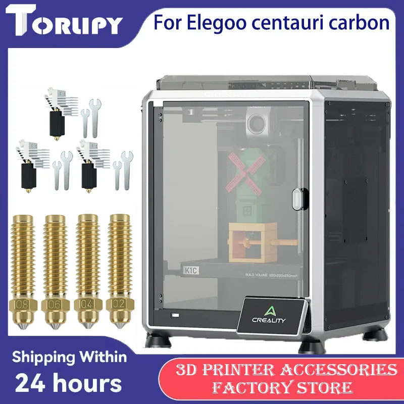 Untuk Printer 3D Elegoo Centauri Hotend Bimetallic Nozzle 350 ℃   Pemanas Keramik 24V 60W Suhu Tinggi Untuk Aksesori Printer 3D