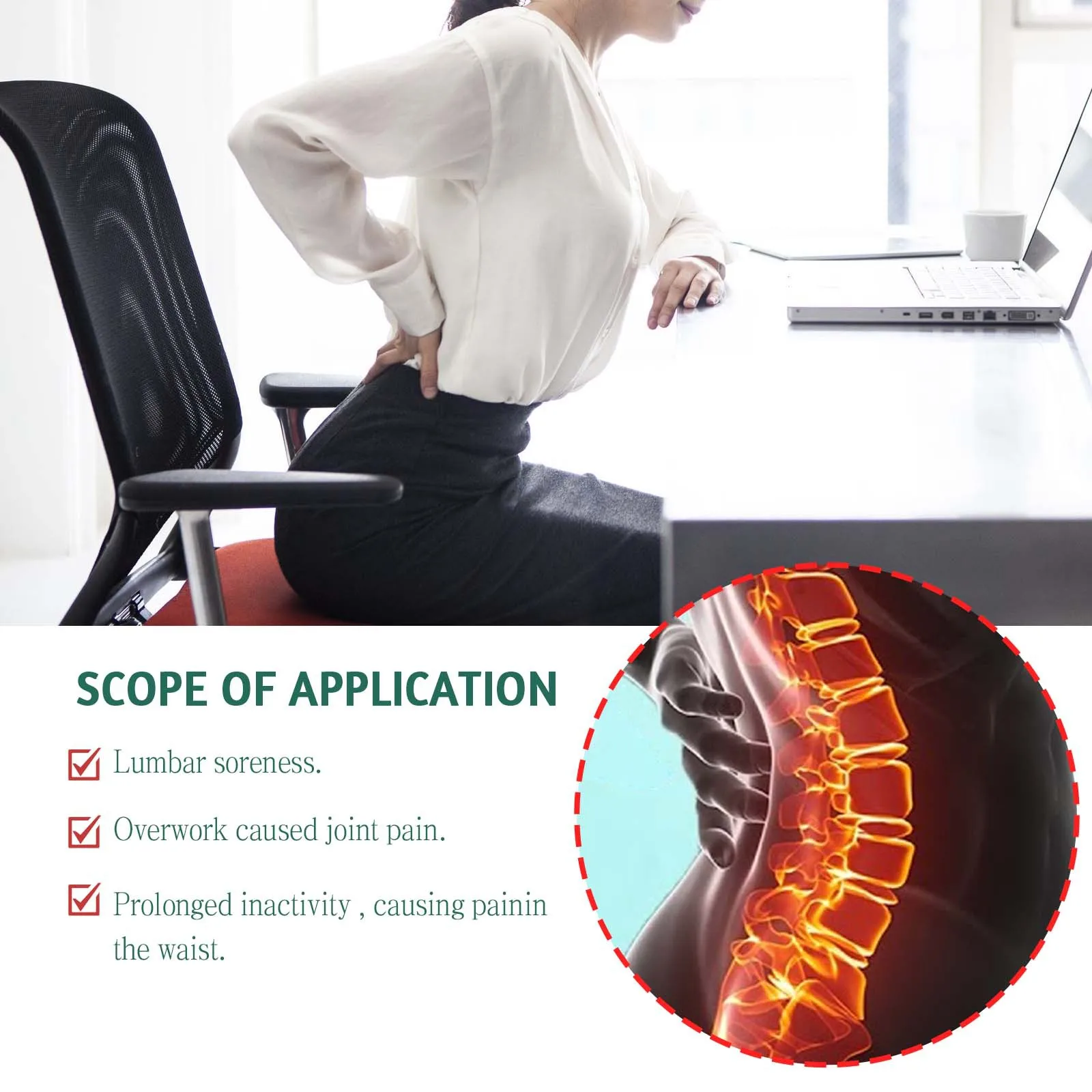 12pcsLumbar Patch to Relieve Lumbar Stiffness, Swelling and Pain Lumbar Disc Protruding Muscles and Bones Care Patch