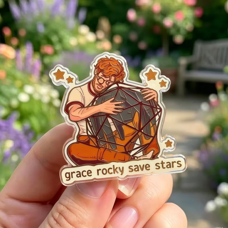 Project Hail Mary Acrylic Pin Ryland Grace Rocky Star Brooch, Grace Rocky Save Stars Pin Gift, Book Fan Cosplay Accessories