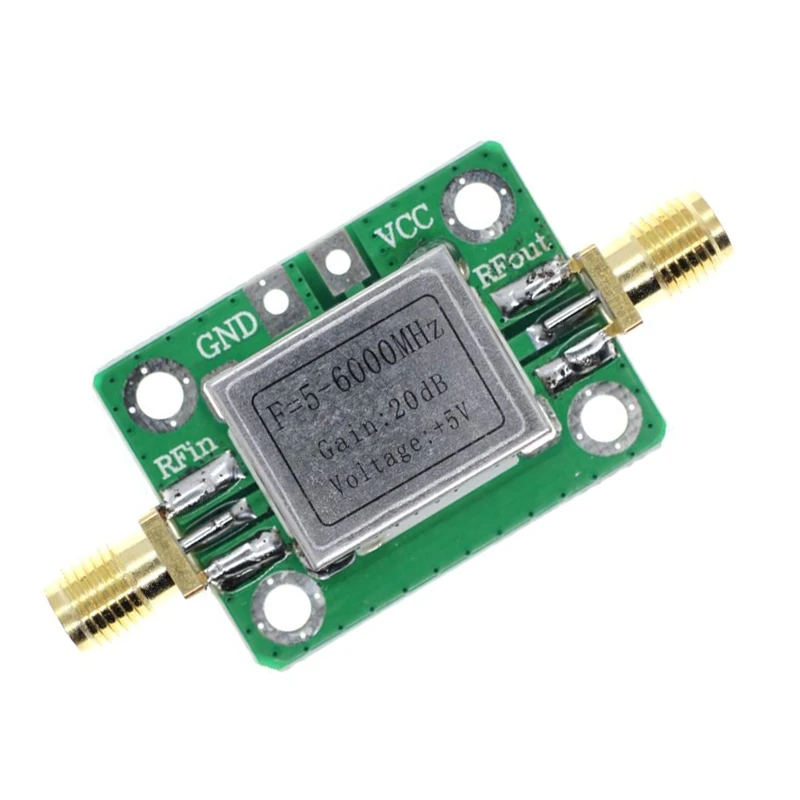 5M-6GHz Broadband High Gains 20dB Low Noise RF Amplifier Module Ham Radio with Shielding for Shell for Shortwave FM